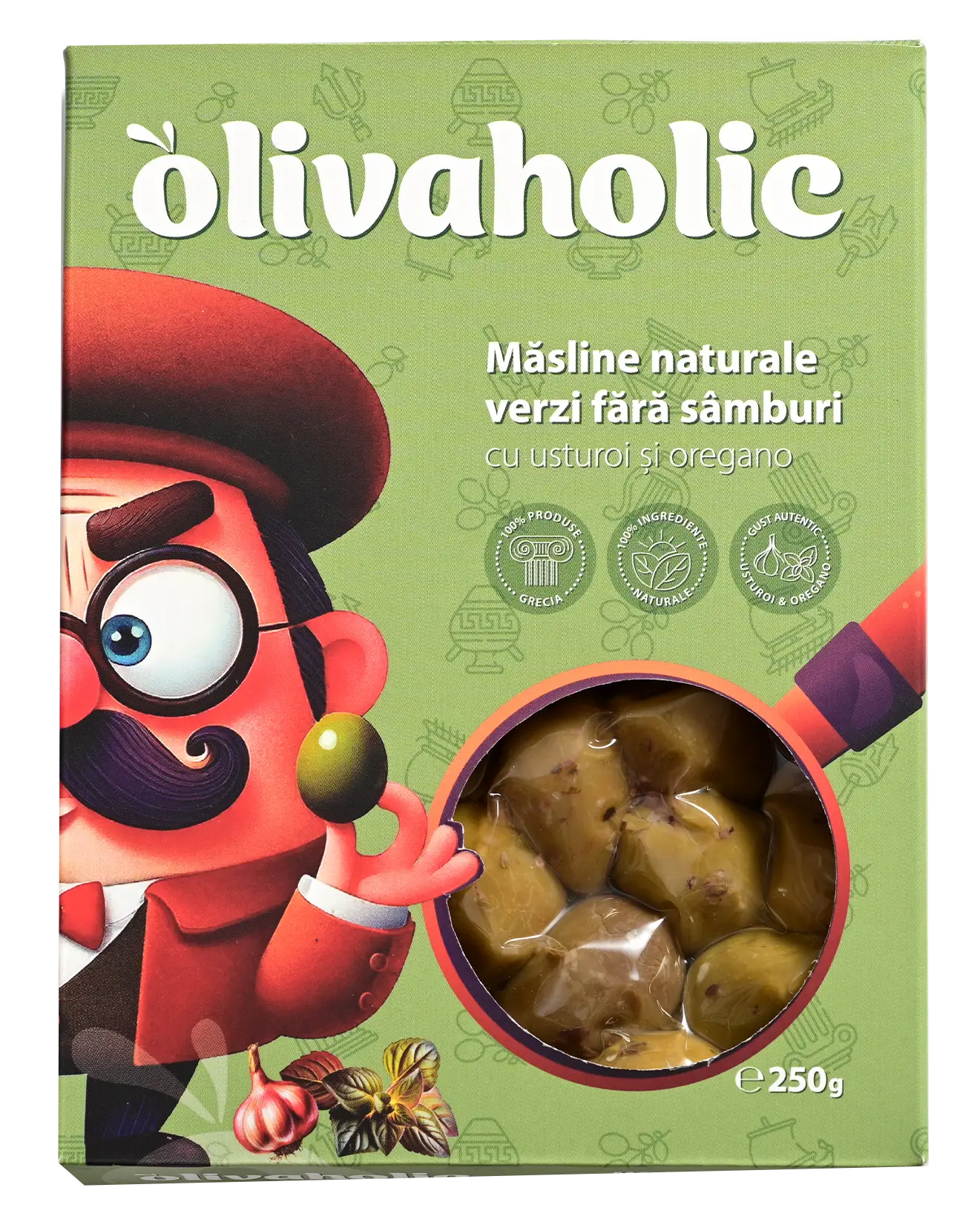 Olivaholic cu usturoi și oregano, fără sâmburi